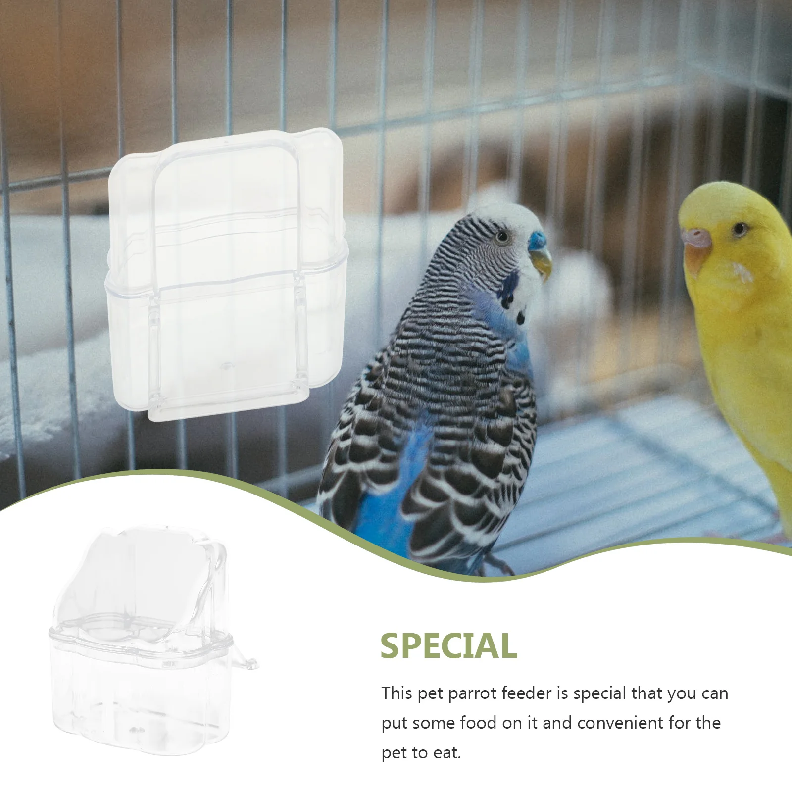

2Pcs Durable Plastic Bird Feeder Anti Spill Food Container Pet Bird Feeding Box