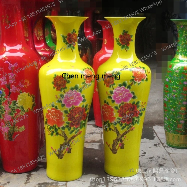 

Ceramic crafts, yellow, floor-to-ceiling vase, interior decoration