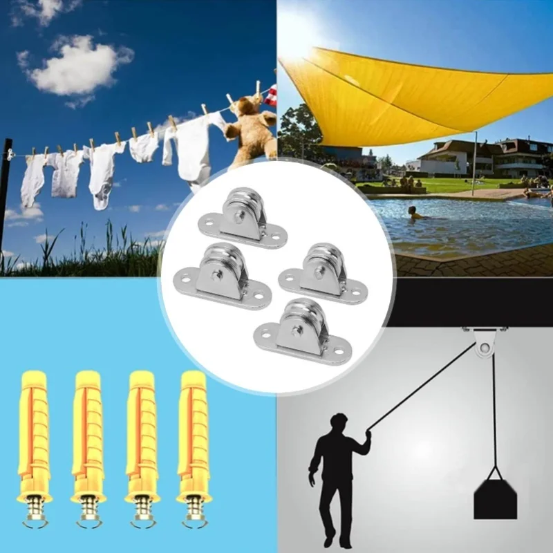 Small Pulley Block Stainless Steel Silent Pulley Roller Wall Mounted Fixed Pulley For DIY Equipment Wire Rope Rail Sliding Gate