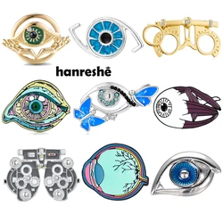 Hanreshe Ophthalmology Eye Brooch Set Medical Enamel Eyeball Optometry Enamel Pin Backpack Lapel Badge Jewelry for Doctor Nurse
