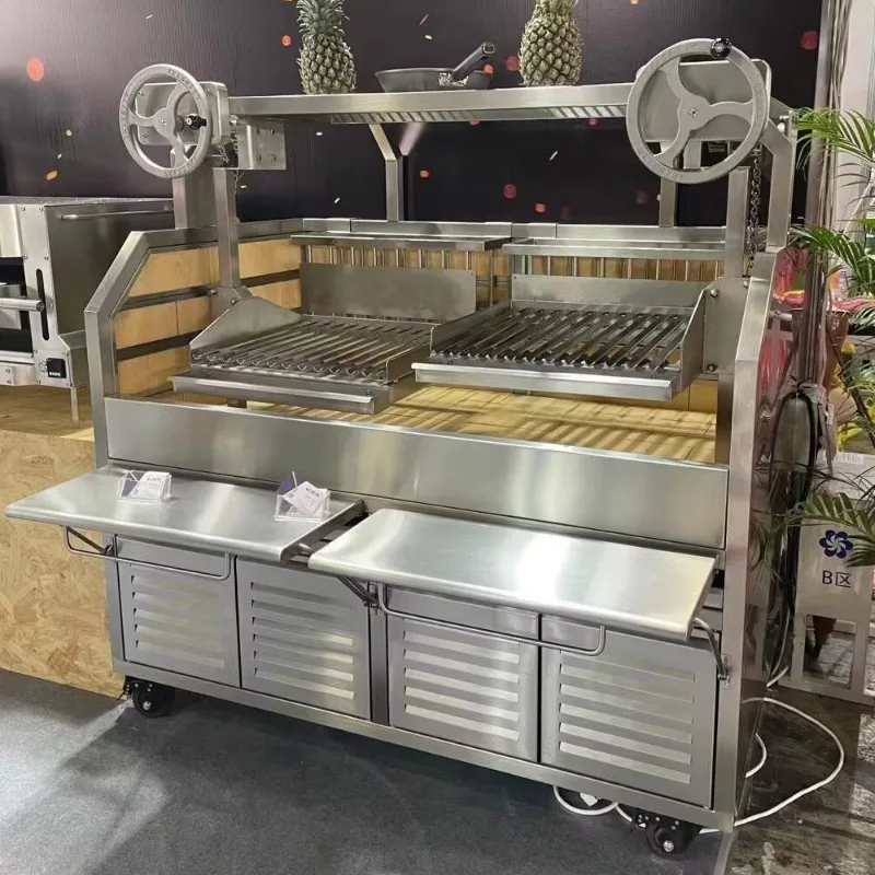 Outdoor Adjustable Barbecue Grill Custom Metal Argentinian Stainless Steel Charcoal BBQ Grill