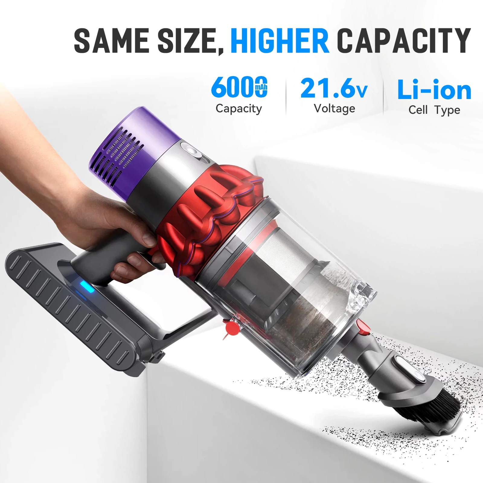 Akumulator 21.6V 6000mAh do odkurzacza ręcznego Dyson V8 Absolute, zamiennik baterii litowo-jonowej do Dyson V8 SV10 SV25, akumulator do elektronarzędzi. — zdjęcie produktu 4