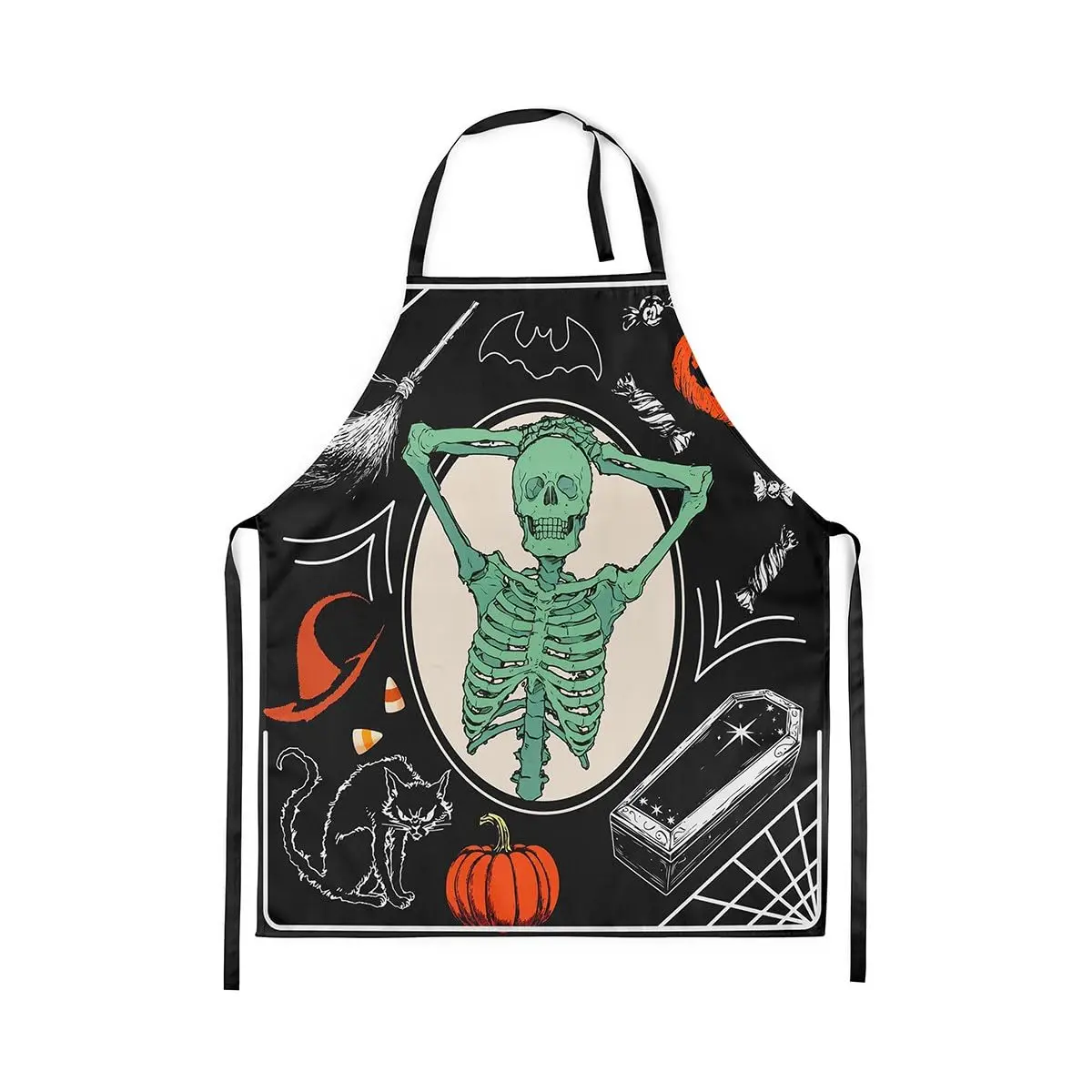 

Adults Gothic Waterproof Apron Halloween Skull Apron, Halloween Horror Decor Kitchen Aprons Punpkin Cat Spider Cobweb