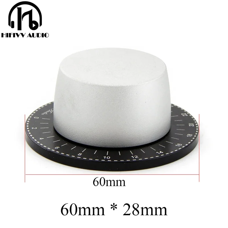 

Aluminum Volume switch knob For HiFi Audio Amplifier speaker Diameter 60mm height 28mm Potentiometer knob with scale mark