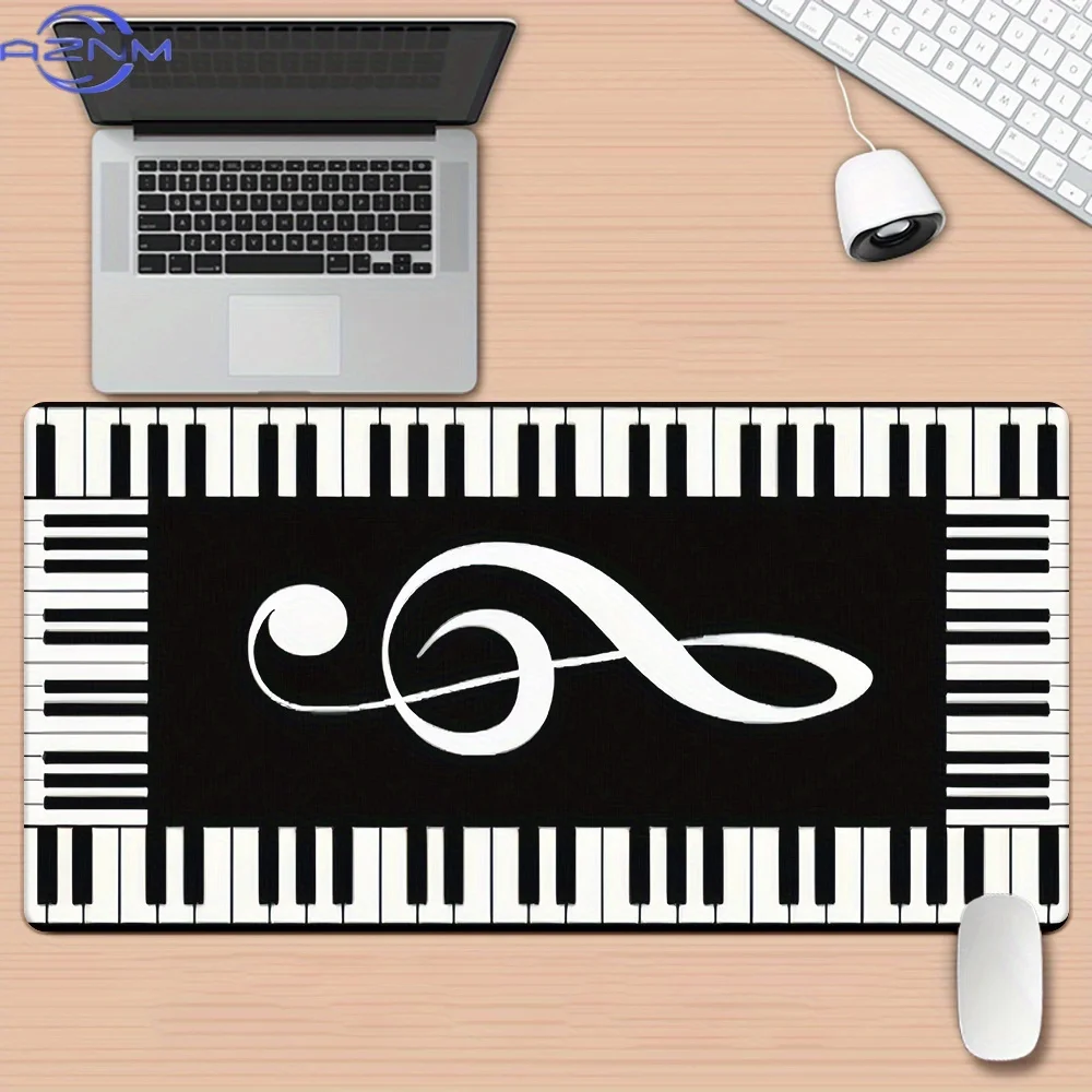 1pc Musical Piano Pattern HD Printed Desk Pad, Multi-Functional XXL Mousepad with Keyboard and Gaming Mouse Mats, Rubber Office