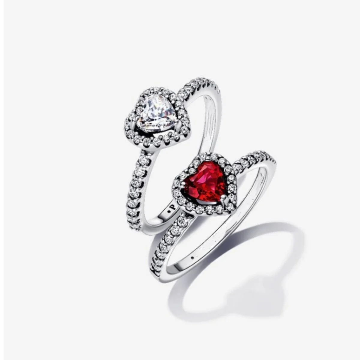 Shiny Red Heart Ring PANDORA 925 Sterling Silver Jewelry For Womens Wedding Proposal Anniversary Couple Rings