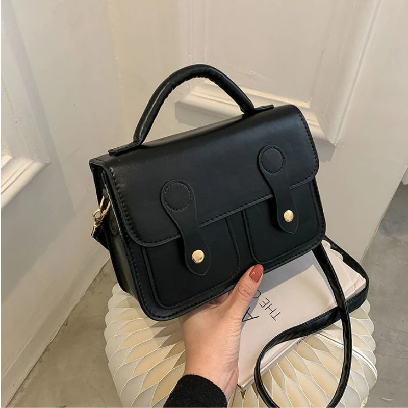 Vintage Handbag 2023 New Tend College Style Solid Color Pu Leather Casual Popular Ladies Flap Messenger Bag Повседневная Сумка