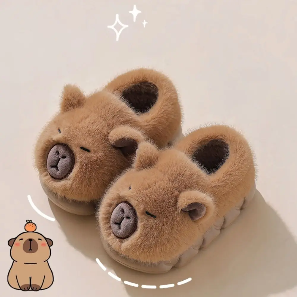 شباشب كابيبارا الجديدة للأطفال أحذية منزلية ناعمة دافئة غير قابلة للانزلاق أحذية قطنية سميكة للشتاء