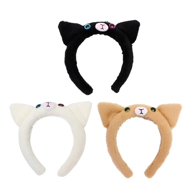 Furry Plush 3D Cats Ear Hairhoop for Female Face Washing and Makeup Hairband Party Costume Accessory Carnivals Drop Shipping