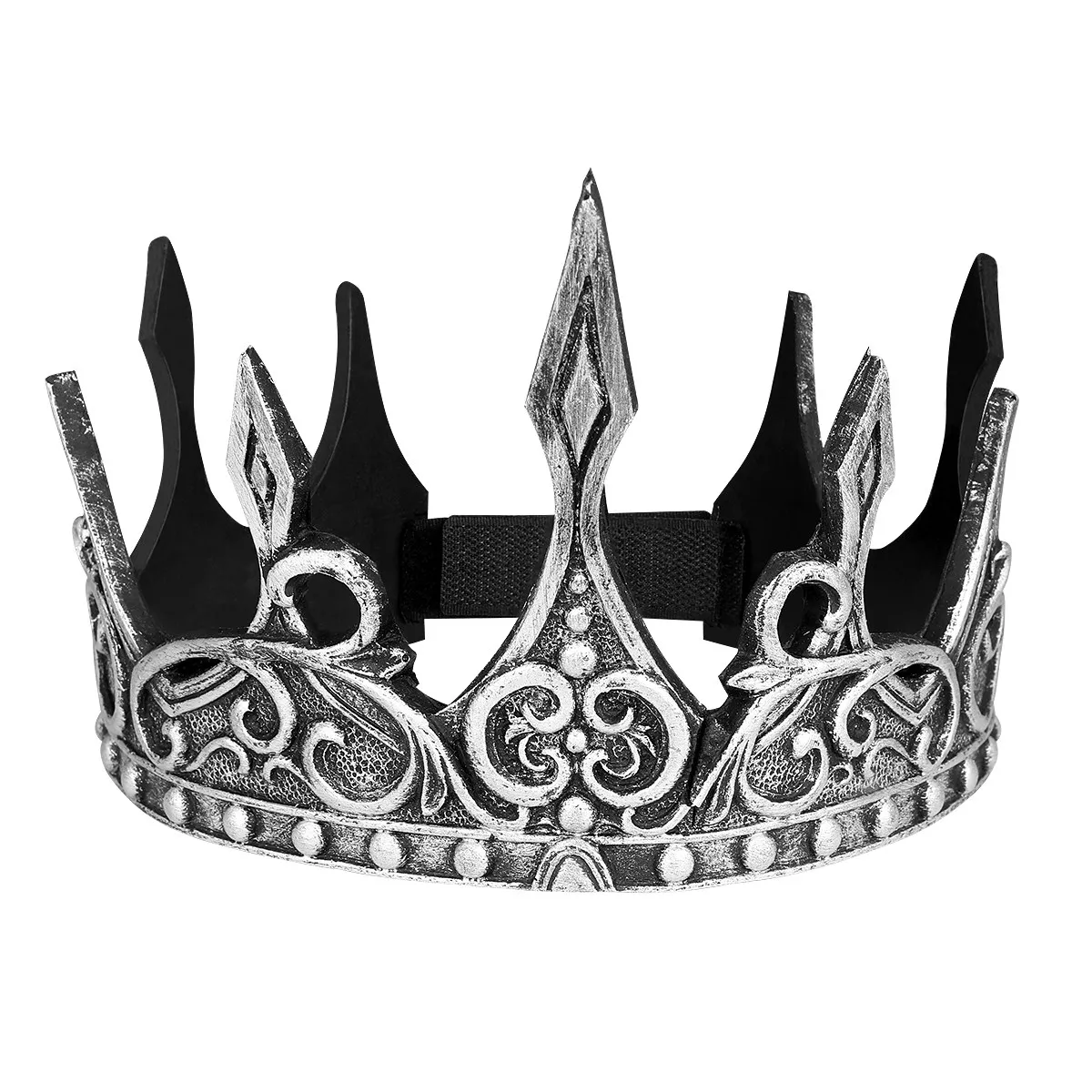 Cosplay Crown for Men King Party Costume Medieval Royal Accessory Gothic Birthday Decoration Event Wearable Crown Hat