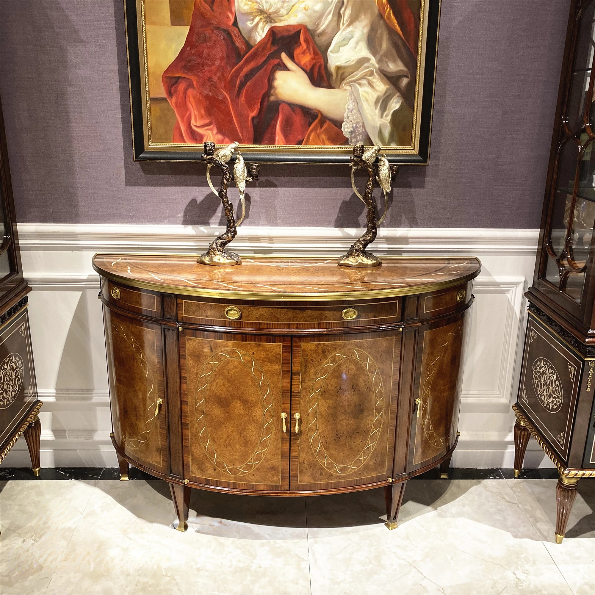 Mahogany dining side cabinet, hallway porch cabinet, storage cabinet, English style castle furniture