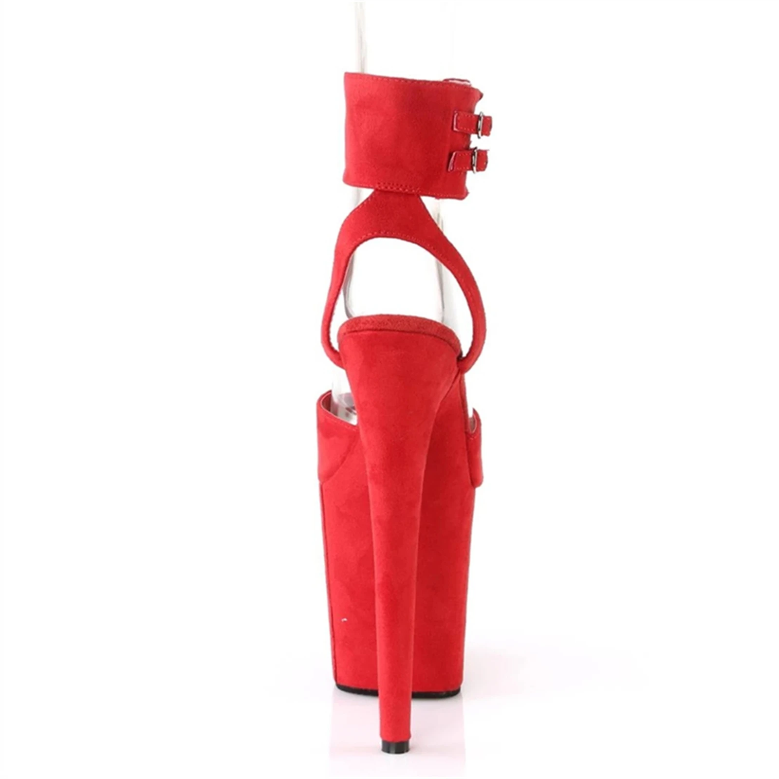 Szpilki Scarlet Siren 20CM - Aksamitna Platforma i Szpiczasty Nosek |   Antypoślizgowa, krewio-czerwona podeszwa + blokada kostki ™   System klamry