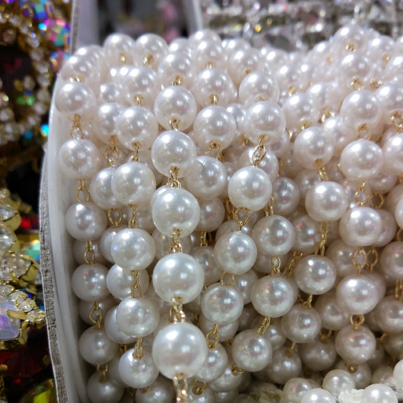 

10 Yards Stainless Steel Beaded Chain ABS Pearl Iron Chains Handmake Chain for DIY Jewelry Making Necklace Bracelet Accessories