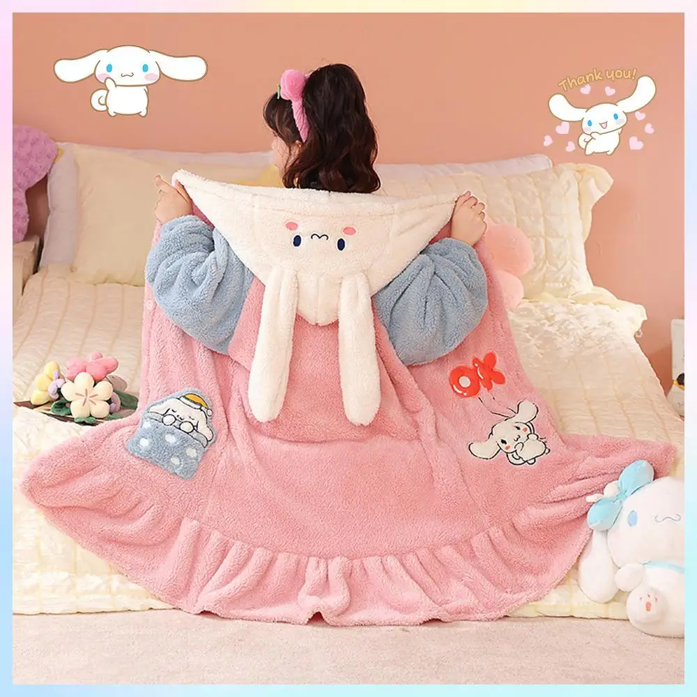 2Pcs Cinnamoroll Kuromi Children's Pajamas Girl Winter Set Loungewear Pajama Set Kawaii Anime Child Sleepwear Robe Pants Pajamas