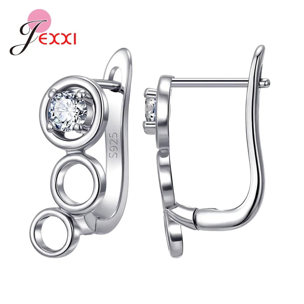 Fashion DIY Cubic Zirconia Earrings Hook Rhinestone 925 Sterling Silver Earring Findings For Handmade Jewelry Accessories