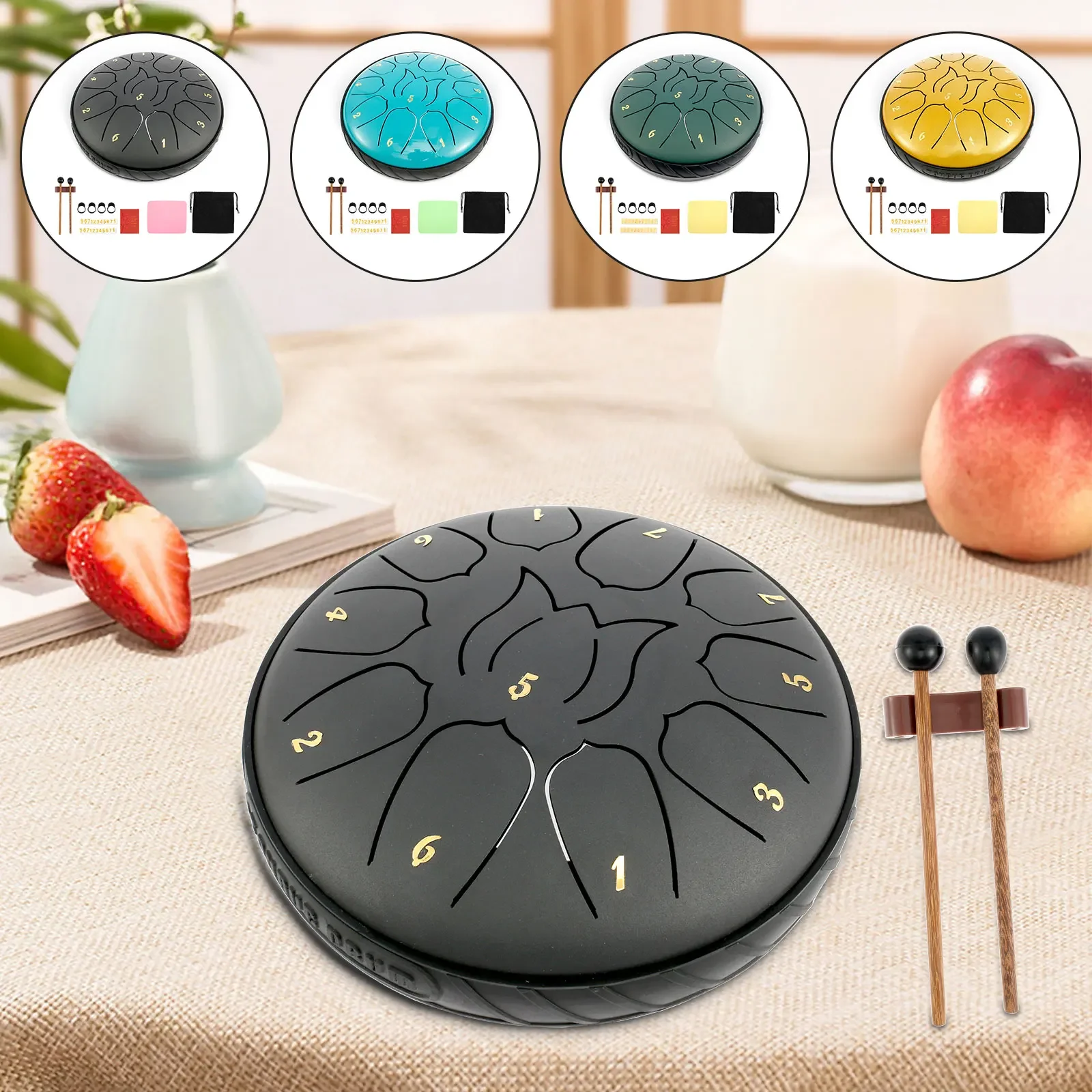 

Steel Tongue Drum 11 Notes Tongue Drum 6 inch Small Hand Pan Drum Rustproof Percussion Instrument Sound Healing Tank Drum
