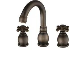 Antique faucet, antique copper three-piece faucet, hot and cold water faucet, antique three-hole faucet