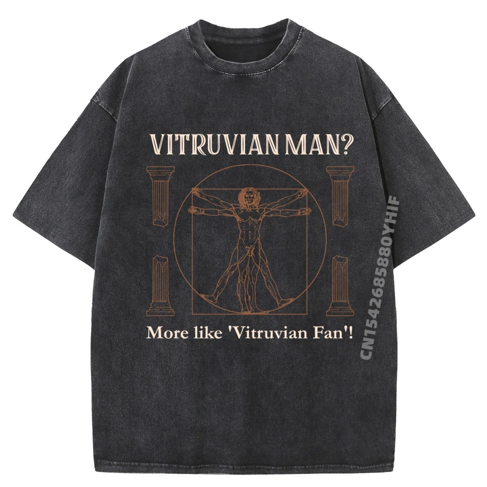 

Funny Renaissance Ren Faire Medieval Festival Vitruvian Black T Shirt Graphic T-Shirt Mens Retro Washed Clothes