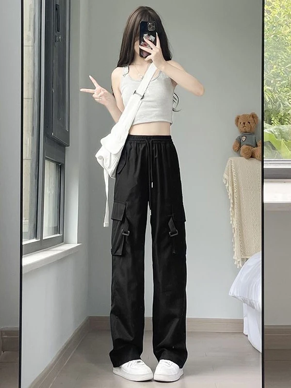 

Брюки-карго женские армейские весенние плиссированные брюки Highstreet для школьников художественная уличная одежда с тиснением и вышивкой в народном стиле Y2K