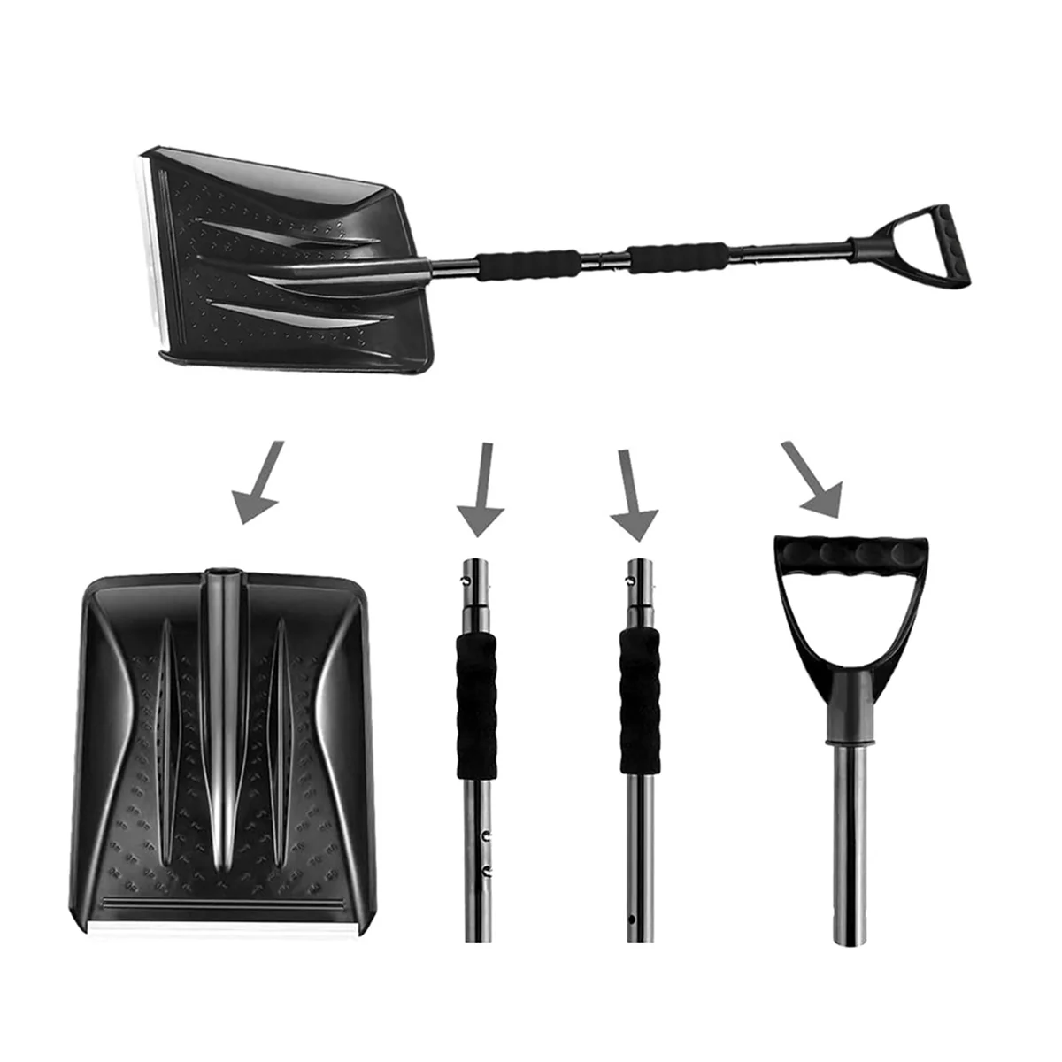 

A50P-Portable Snow Shovel for Driveway Snow Shovel for Car Emergency Camping , 4 in 1 Light Snow Shovel