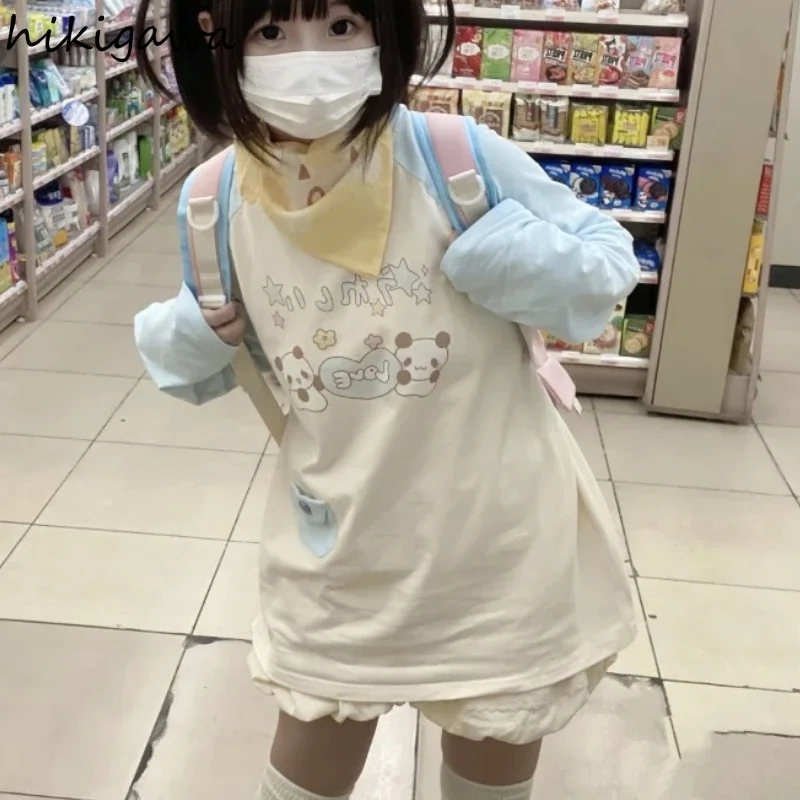 

Long Sleeve Pocket T Shirt Women Fashion Anime Camisetas Casual Japanese Tees Y2k Tops Casual Oversized Tshirts Ropa Mujer 2025