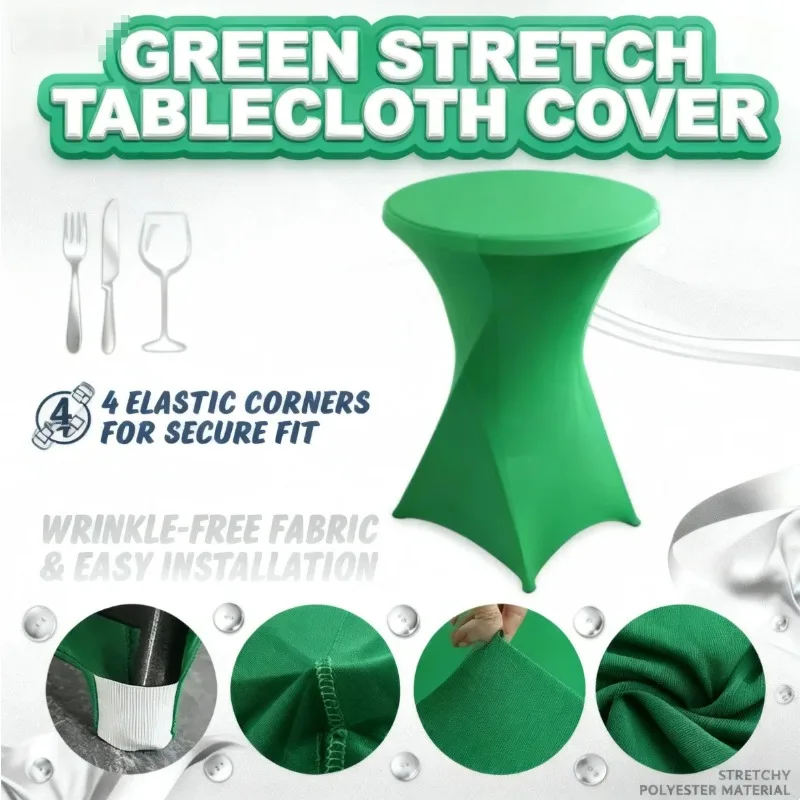 

Round Table Cover - Wedding Banquet Cloth, Cocktail Bar Lycra Fabric, Hotel Party Decoration for Birthday Western Show Events