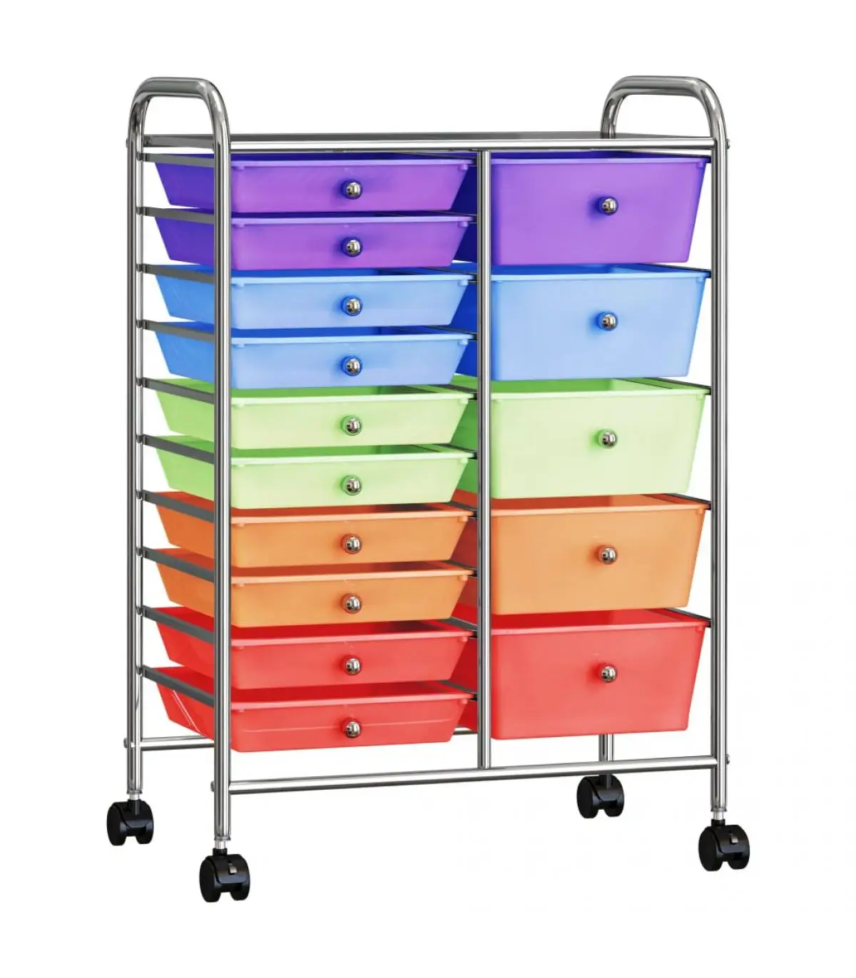 Cargo trolley portable storage cart XXL 15 drawers plastic multicolor