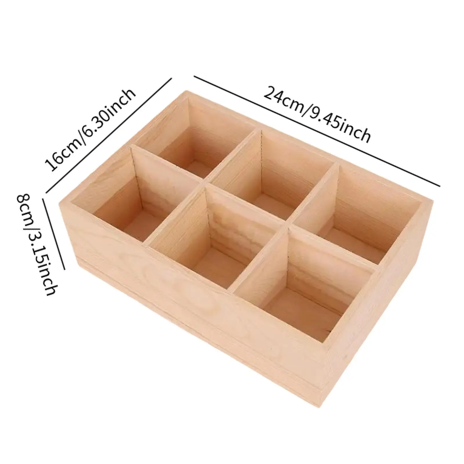 Wooden Pencil Holder 6 Grid Marker Pen Organizer for Desktop Home Studio