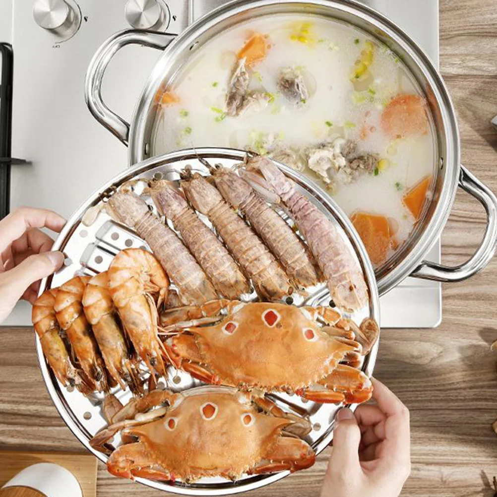 

1Pcs Stainless Steel Soup Pot High Capacity Steamer Multi Layer Foldable Cooking Pot for Induction Gas Stove Healthy Cooking