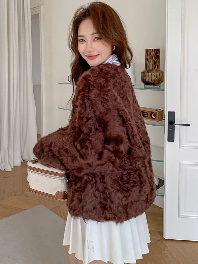 AYUNSUE Genuine Wool Coat Women Winter Clothes 2025 Sheep Shearling Jacket Korean Fashion Fur Coat Women Real Пальто Женское