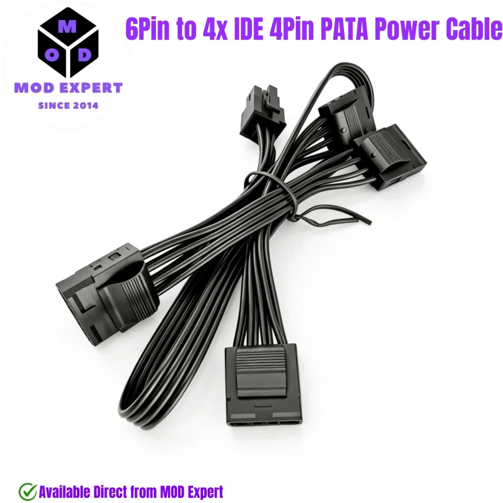 Cable de alimentación periférico PATA recto de 6 pines a 4x IDE de 4 pines para fuentes de alimentación modulares Seasonic FOCUS PLUS de 1000W, 850W, 750W, 650W, 550W Platinum