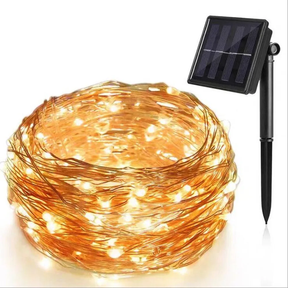 1 pçs led solar luz ao ar livre 5m 10m 20m flash fada lâmpada 8 modos 100/200leds decoração de natal do feriado para casa rua jardim