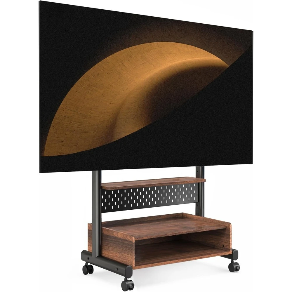 

Rolling TV Floor Stand for 40-85 Inch TVs - Heavy Duty Mobile TV Cart with Wheels Lockable, Wooden Large Storage Cabine