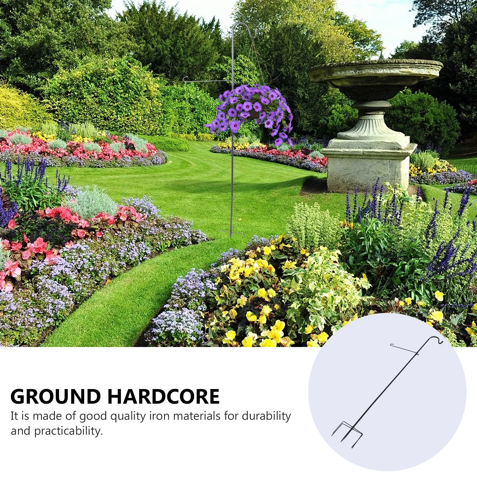 

1Pcs Shepherd Hook Flagpole Iron Garden Outdoor Ground Inserted Yard Hanging Decoration Holder Flagpole Hook Streetlamp Hanger