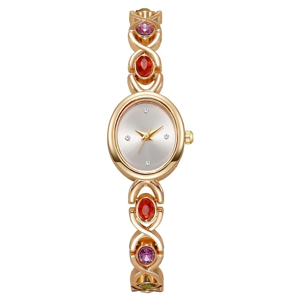 Fashion Light Luxury Women's Bracelet Watch Versatile Temperament Elegant Oval Watch Retro French Quartz Watch Lady