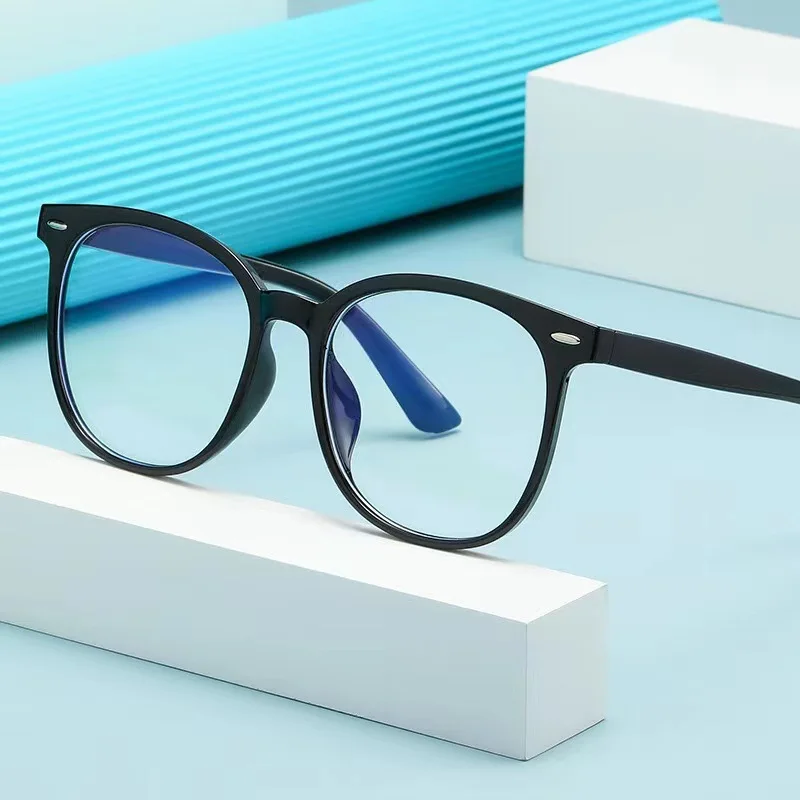 

​​2025 Blue Light Blocking Glasses Anti Eyestrain, Retro Korean Frame Unisex Zero Power, Anti UV HD Lens for Computer & Gaming​​