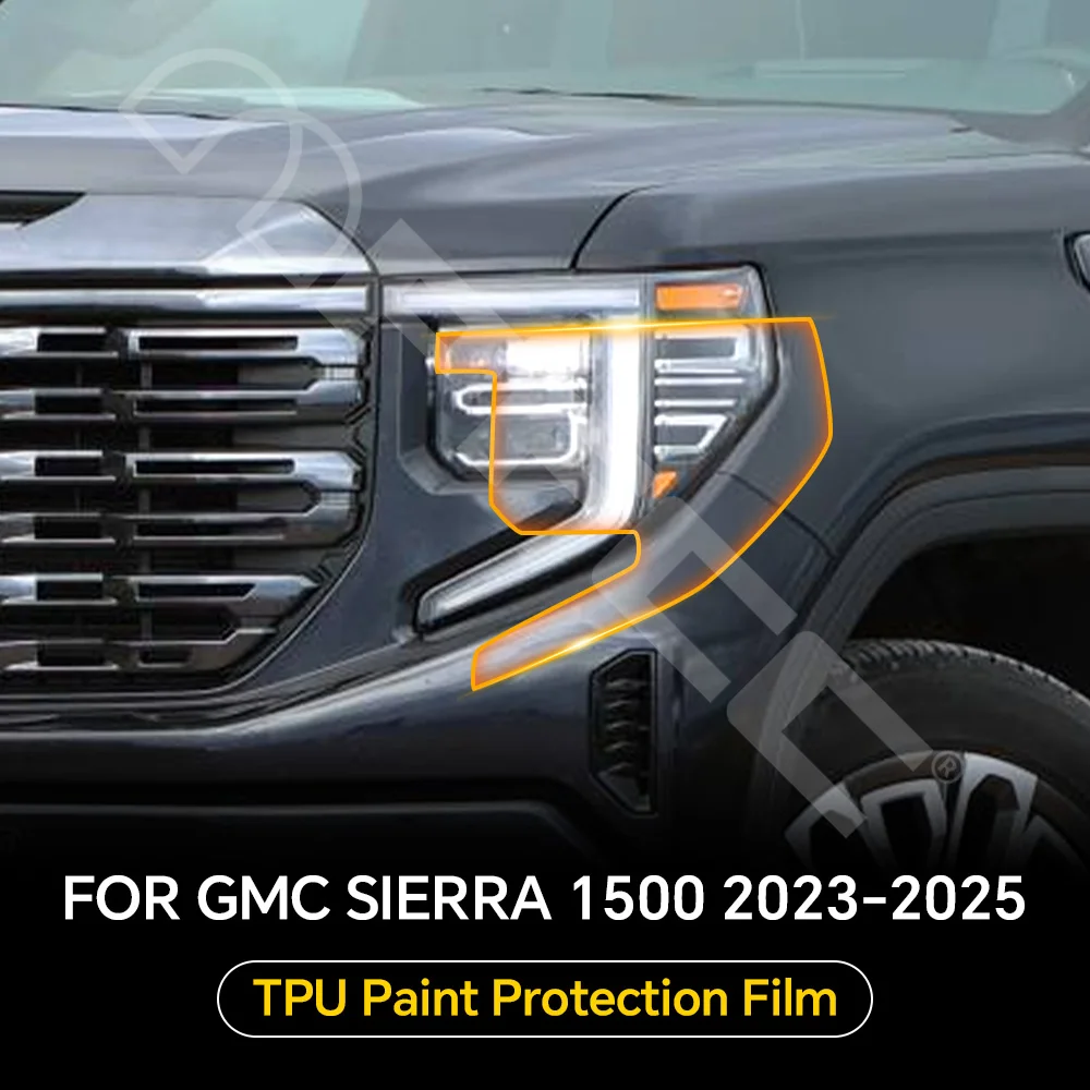 

Headlight B Pillars Film For GMC Sierra 1500 2023-2025 TPU Paint Protection Film Pre-cut PPF Anti-Scratch Cover Car Clear Bra