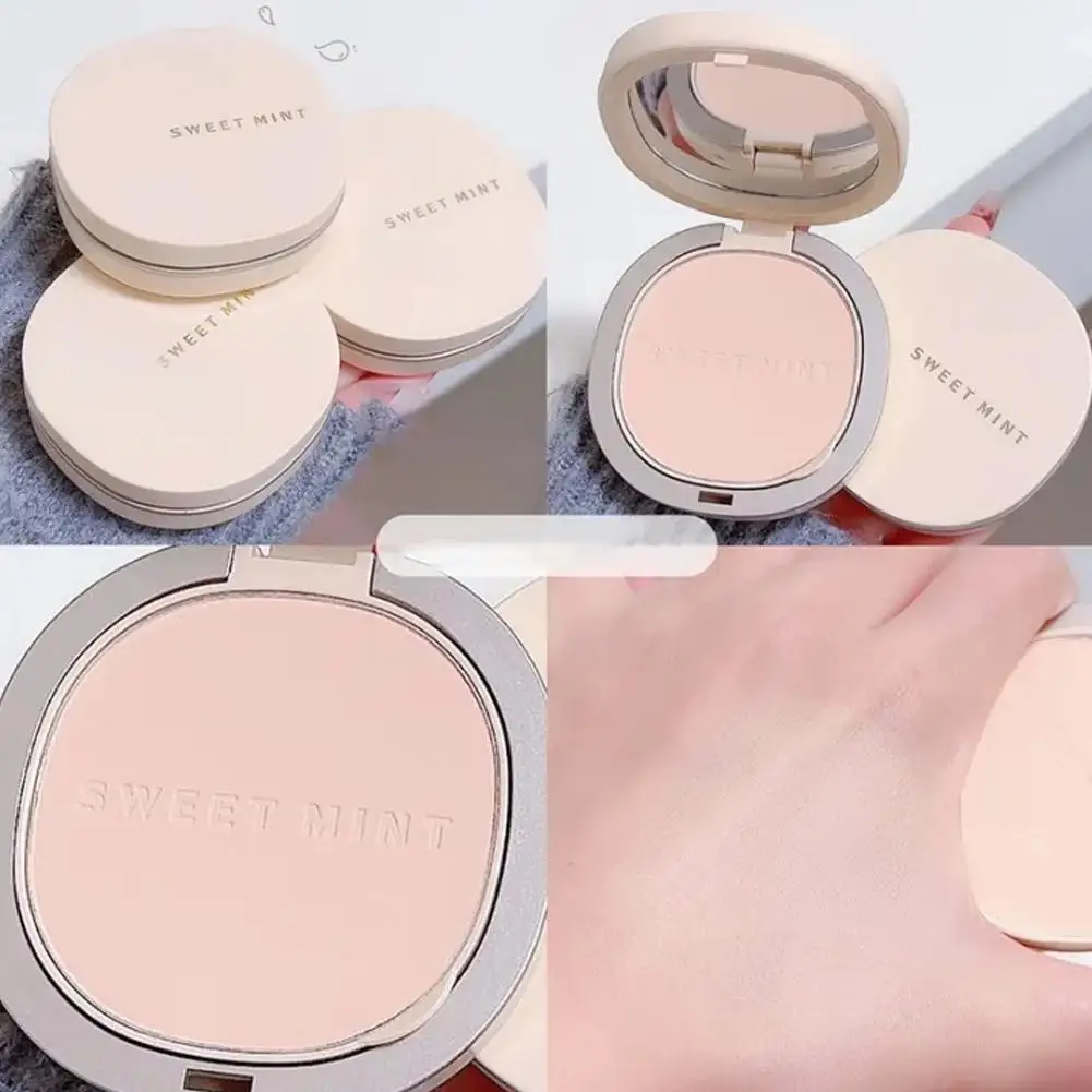 1set Makeup Pressed Powder Mirror Powder Puff 3-in-1 Control Waterproof Pack Pores Hidden And Cosmetics Independent Oil Nat R7u3