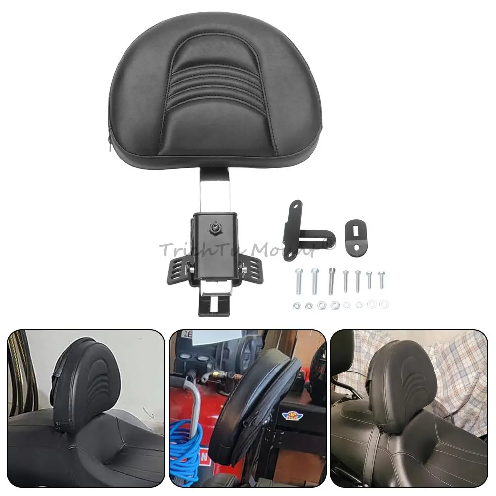 Pu Leather Sponge Metal Stand Backrest Fits For Harley Road King Street Glide Road Glide Electra Glide 1997-2025 Chrome Bracket