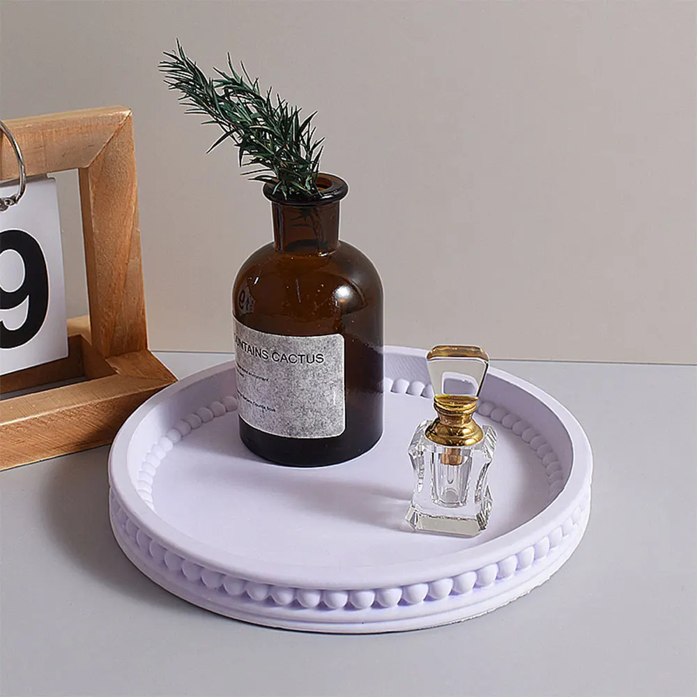 Round Storage Tray Silicone Mold Stripe Gypsum Coaster Molds Plaster Resin Jewelry Display Plate Casting Mould Cement Home Decor view 5