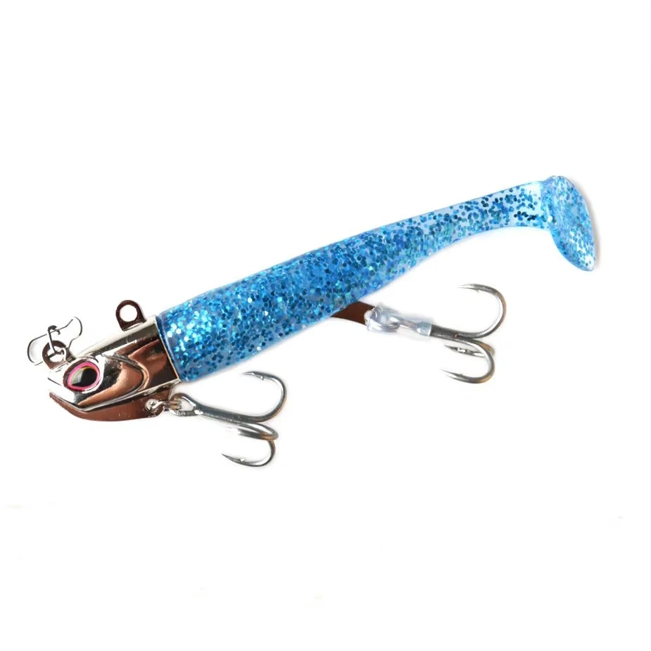 Señuelos de pesca blandos con cabeza de anzuelo, cebo Artificial de 85mm con cola en T, Swimbait de silicona, señuelos blandos para Lucio, pesca costera, 14g, 21g