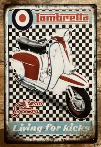 LAMBRETTA SCOOTERS retro vintage style metal sign/plaque man cave shed bar pub sign