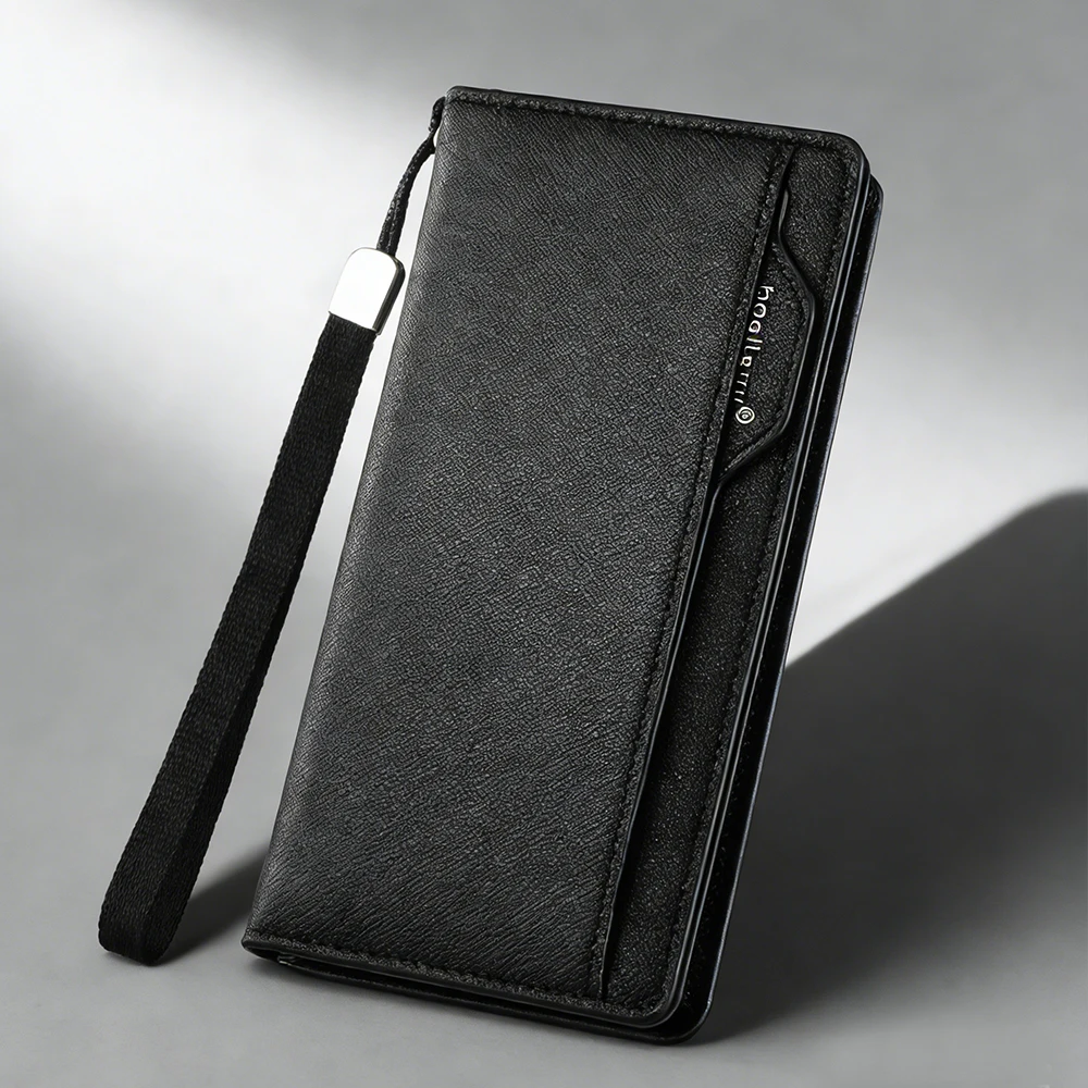 

Мужской длинный кошелек Baellerry, большой вместительный держатель для карт, мужская сумка на молнии с пряжкой, зажим для денег, высококачественный кошелек для мужчин