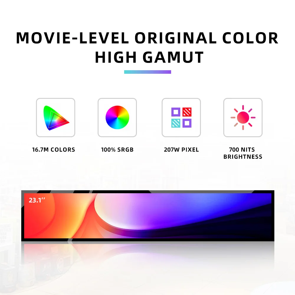 Bordo del scaffale del supermercato Attrezzatura pubblicitaria ultra sottile Display a barra Schermo a barra LCD ad alta luminosità Segnaletica digitale per aeroporto Segnaletica digitale