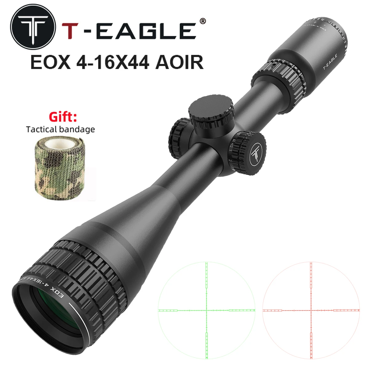 

Оптический прицел 4-16x44 AOIR с тактической сеткой Red/Green Crosshair, регулируемый, 4-16X, для охоты
