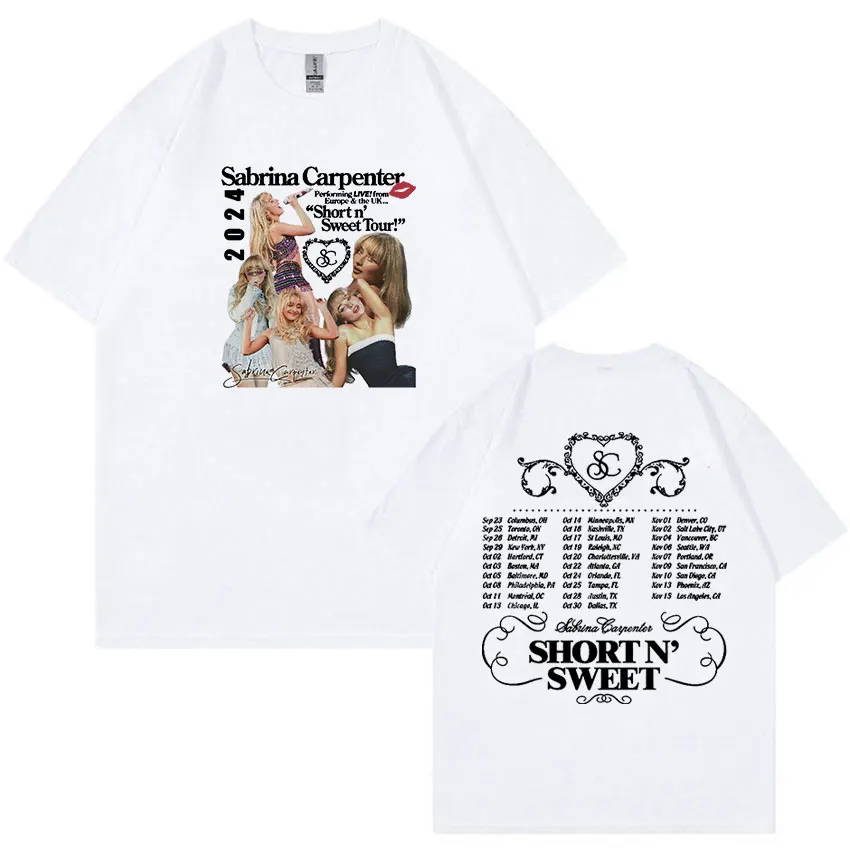 Sabrina Carpenter Short N Sweet 2024 Tour T Shirt Men Women Retro Fashion Short Sleeve T-shirt Harajuku Oversized Cotton Tshirts