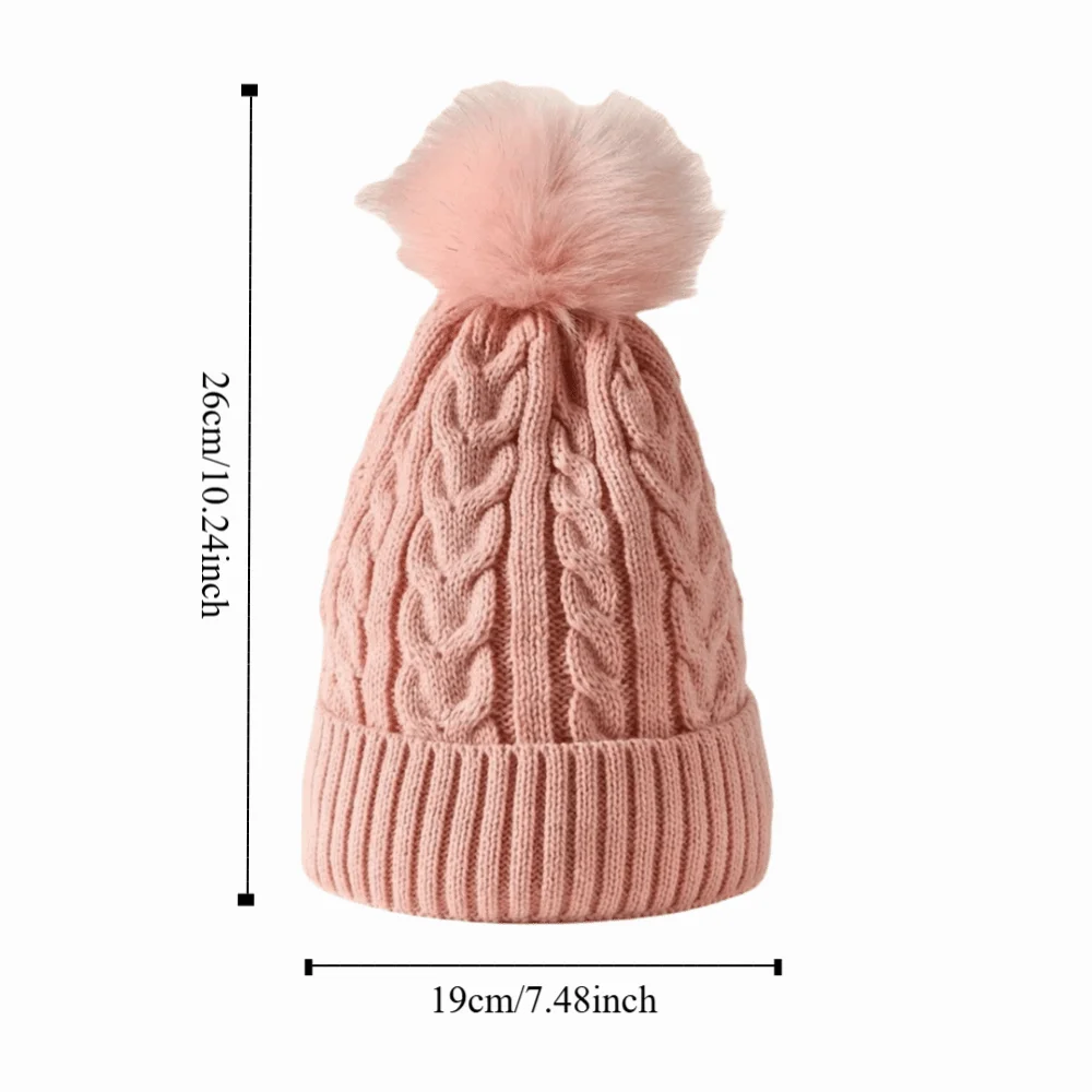 Mignon Style coréen hiver torsion tricot chapeau chaud doux pompon épais casquette couleur unie Protection thermique Ski neige bonnets dames