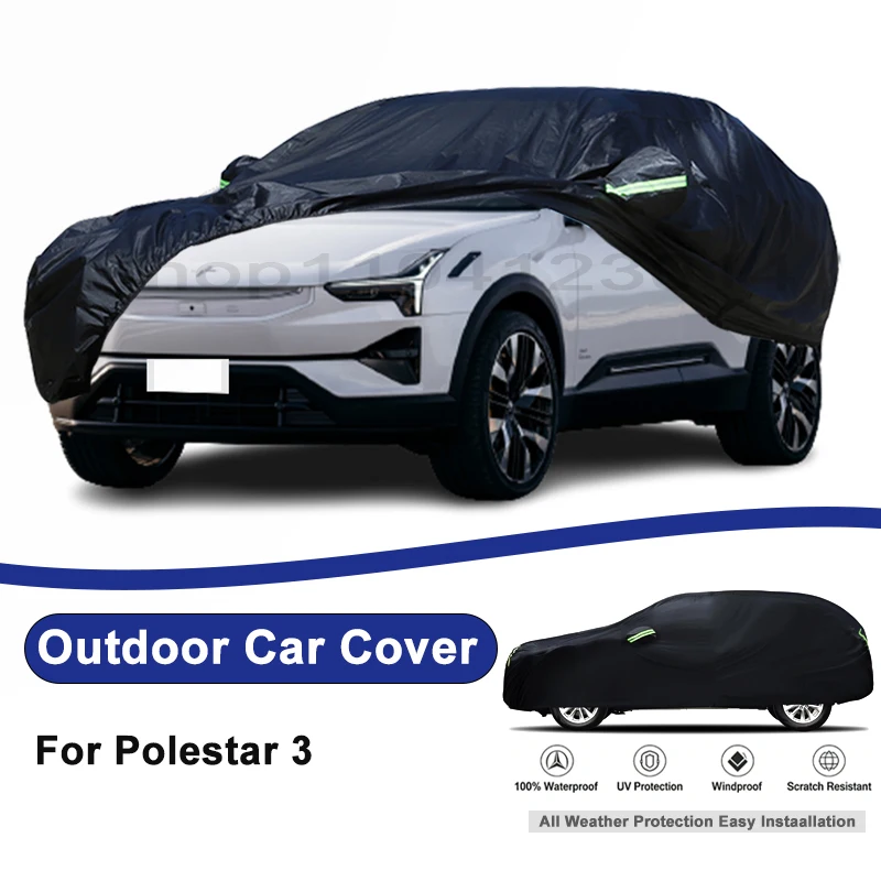 Outdoor Full Car Cover For Polestar 3 with Reflective Strips Waterproof Snowproof Dustproof UV Protection Auto Accessories