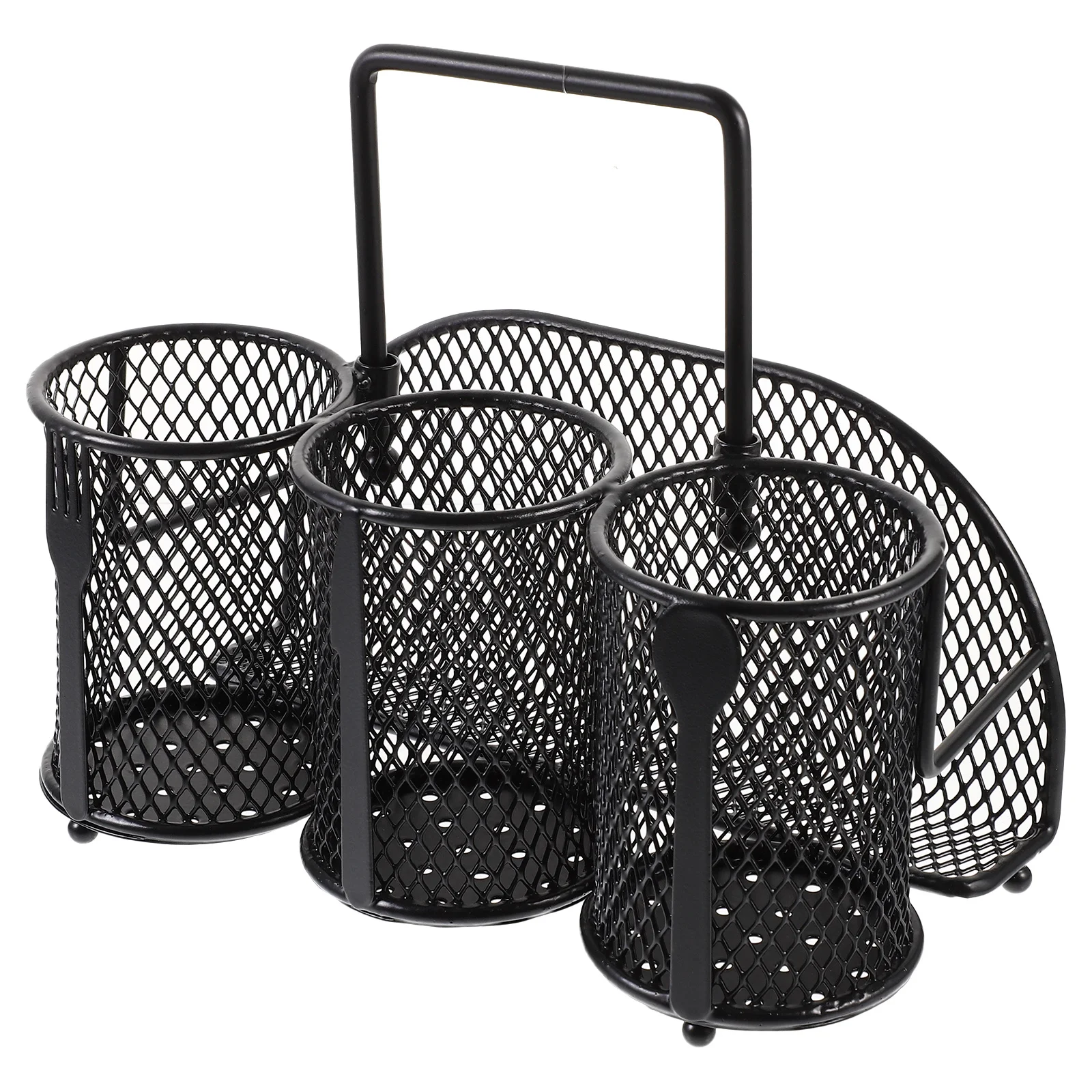 

Kitchen Utensil Holder Black Iron Chopstick Holder Multi-Grid Silverware Drying Rack Countertop Organizer For Spoons Forks