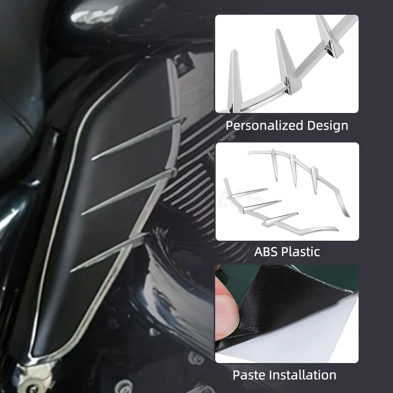 Motorcycle  Accessories ABS Chrome Mid-Frame Air Deflector Trim For Harley Touring Road King Street Electra Glide 2009-up